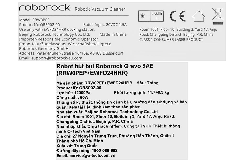Robot hút bụi lau nhà Roborock Q Revo 5AE - Trắng Màu Trắng
