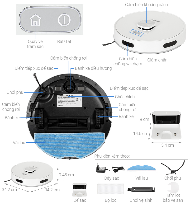 Robot hút bụi lau nhà Hitachi RV-X20P