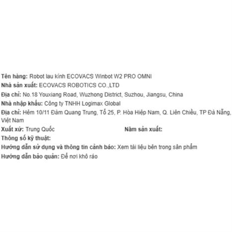 Robot lau kính ECOVACS Winbot W2 PRO OMNI Màu Trắng - Xám