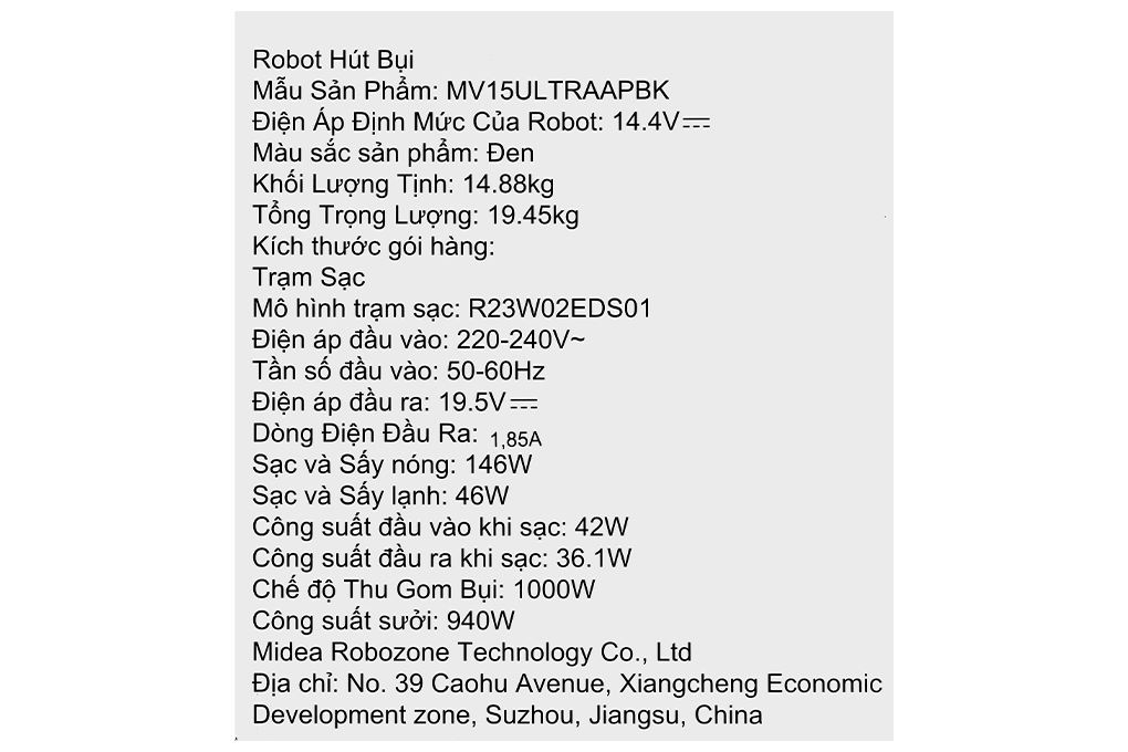 Robot hút bụi lau nhà Midea MV15ULTRAAPBK Màu Đen