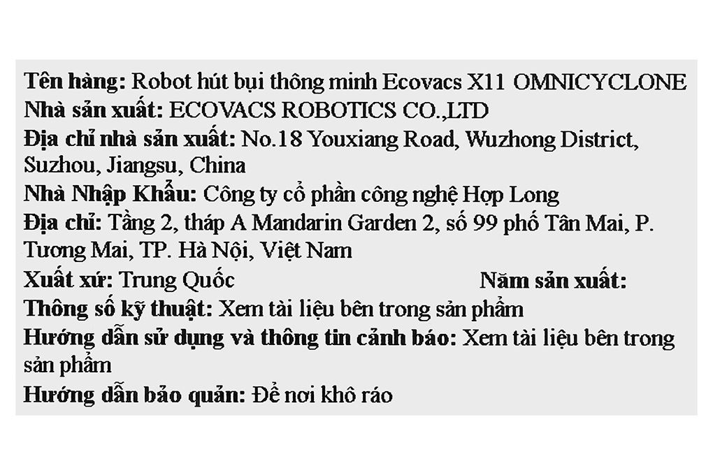 Robot hút bụi lau nhà Ecovacs Deebot X11 OMNICYCLONE Màu Đen