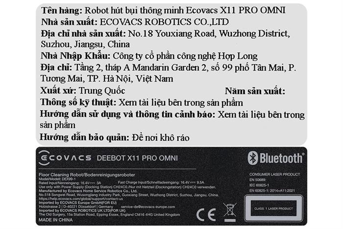 Robot hút bụi lau nhà Ecovacs X11 PRO OMNI Màu Đen