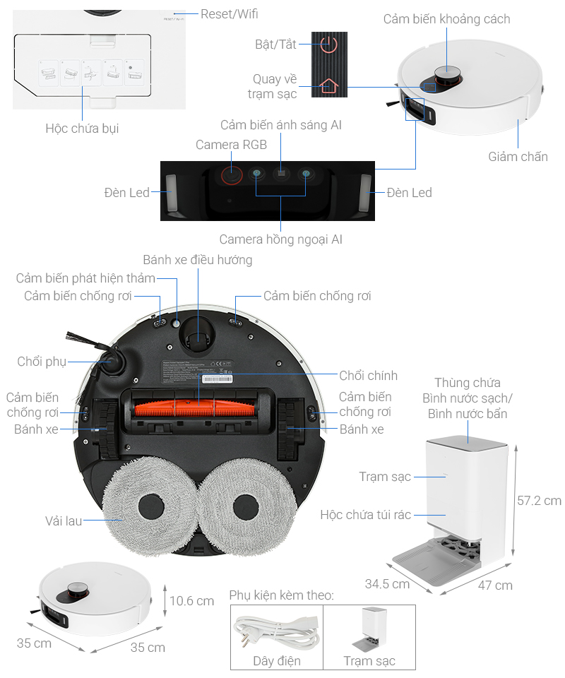Robot hút bụi lau nhà Xiaomi 5 Pro EU