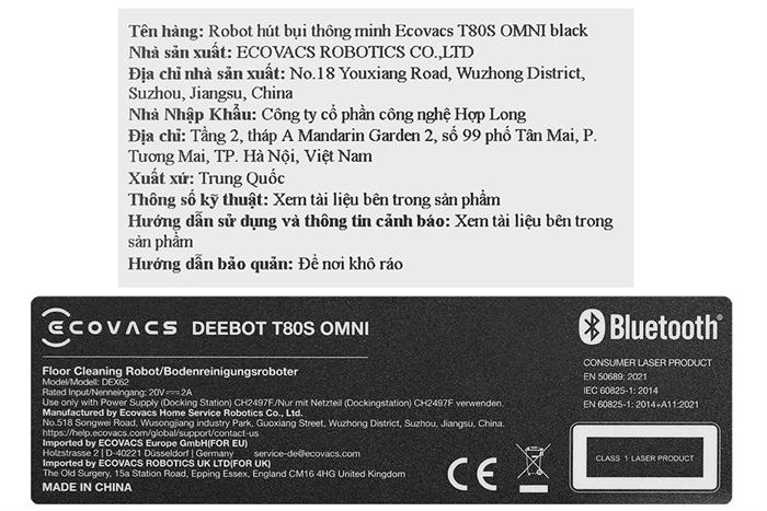 Robot hút bụi lau nhà Ecovacs Deebot T80S OMNI Màu Đen