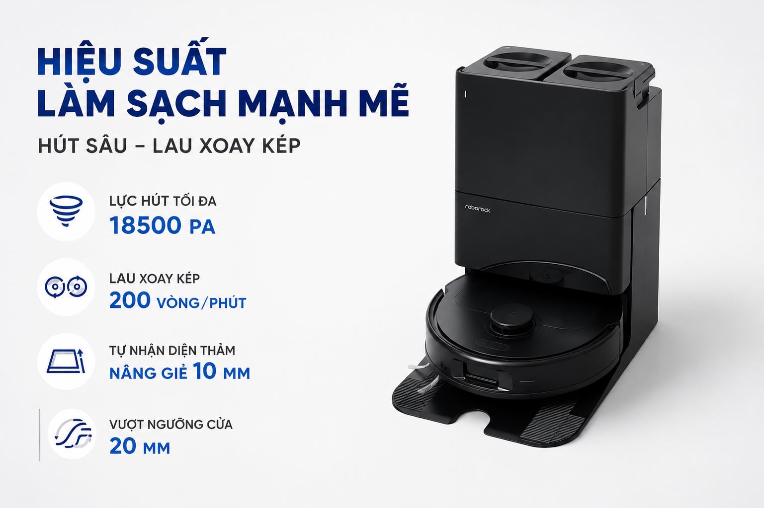 Robot hút bụi lau nhà Roborock QRevo S Pro - Đen Màu Đen