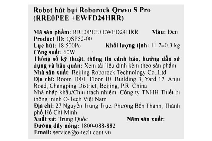 Robot hút bụi lau nhà Roborock QRevo S Pro - Đen Màu Đen