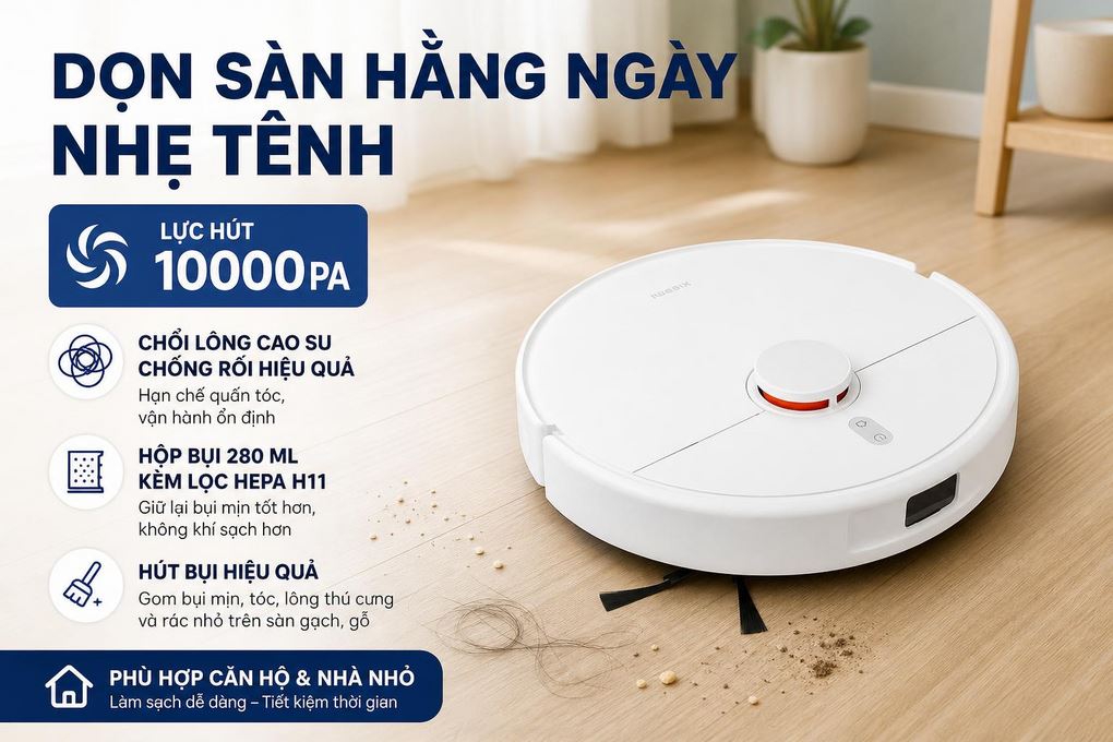 Robot hút bụi lau nhà Xiaomi H50 EU BHR08GUEU Màu Trắng