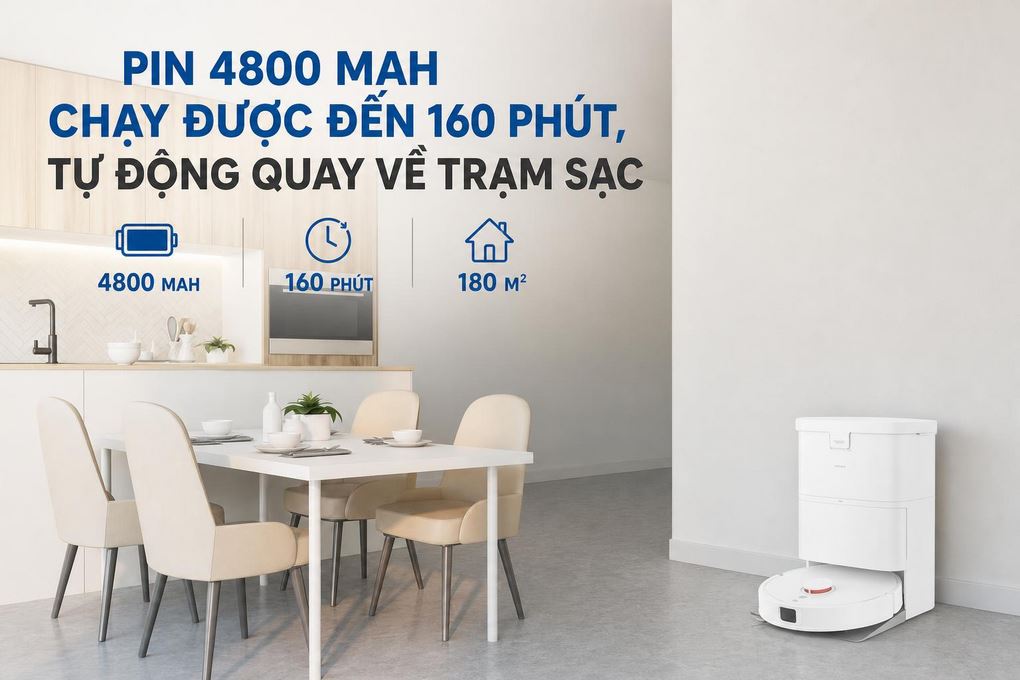 Robot hút bụi lau nhà Xiaomi H50 EU BHR08GUEU Màu Trắng