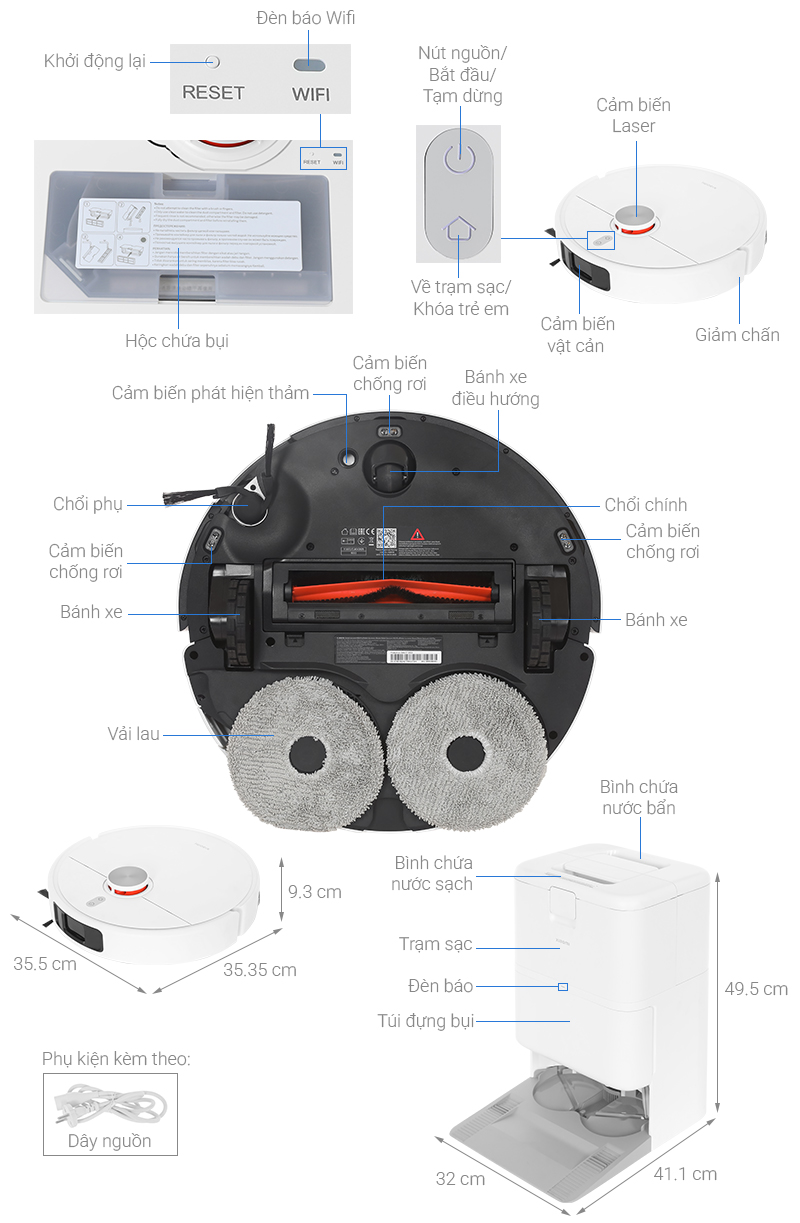 Robot hút bụi lau nhà Xiaomi H50 Pro EU BHR089NEU