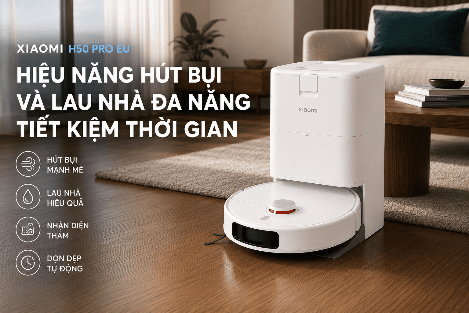 Robot hút bụi lau nhà Xiaomi H50 Pro EU BHR089NEU Màu Trắng