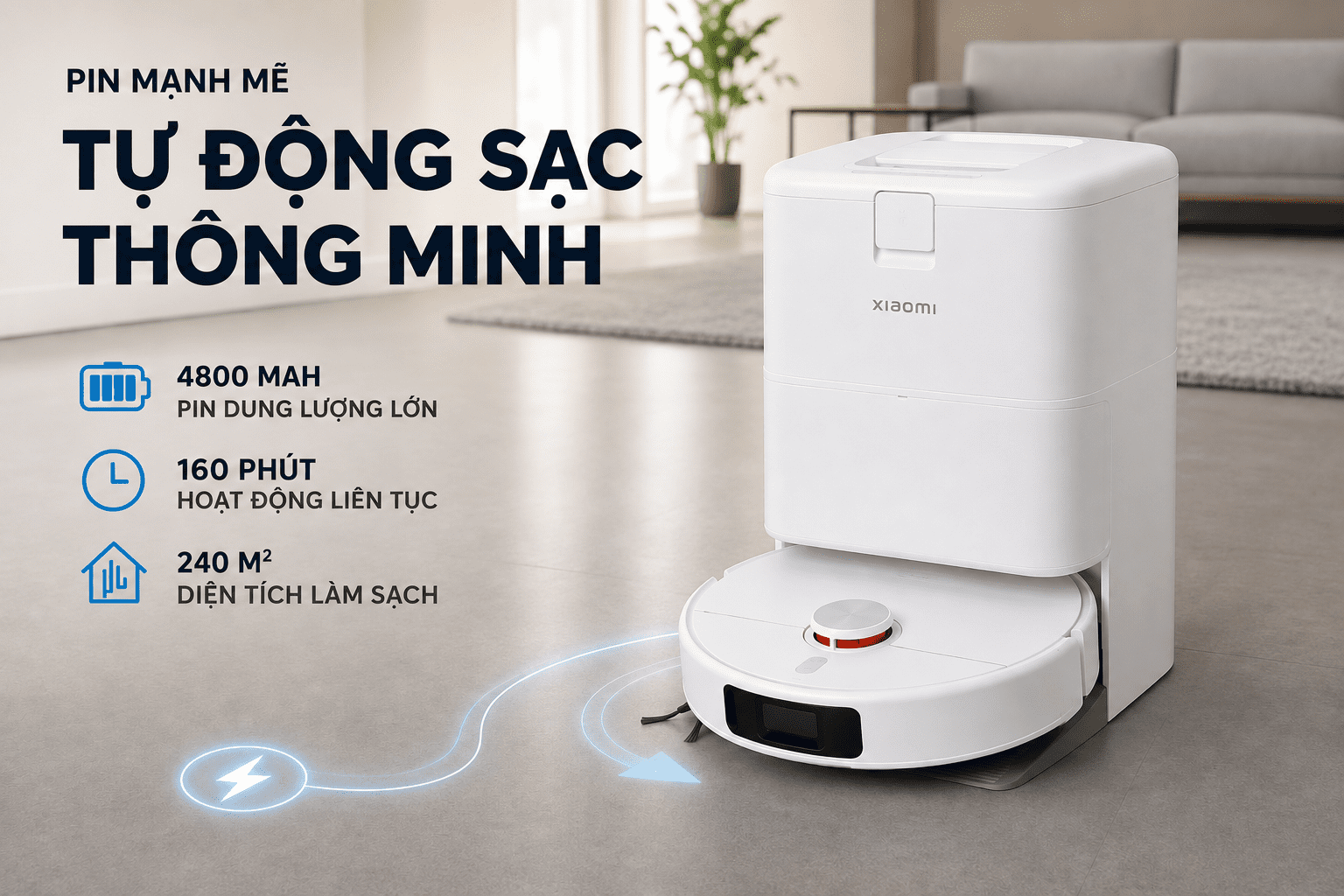 Robot hút bụi lau nhà Xiaomi H50 Pro EU BHR089NEU Màu Trắng