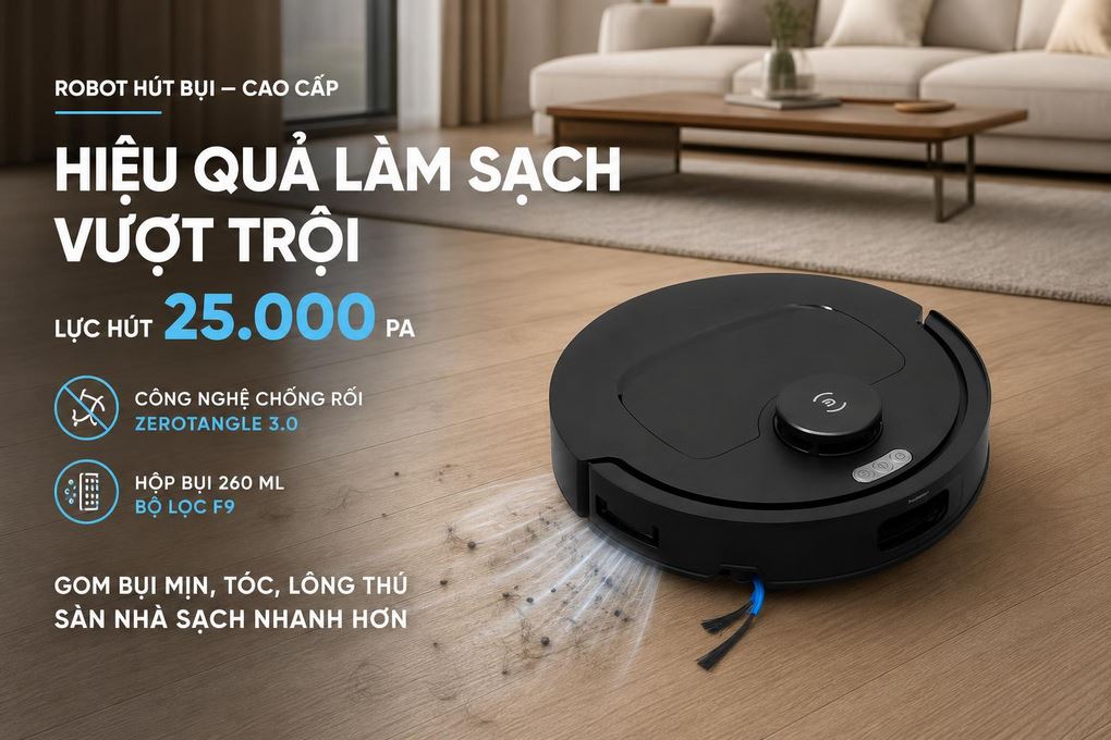 Robot hút bụi lau nhà Ecovacs T30C Gen 2 Đen Màu Đen