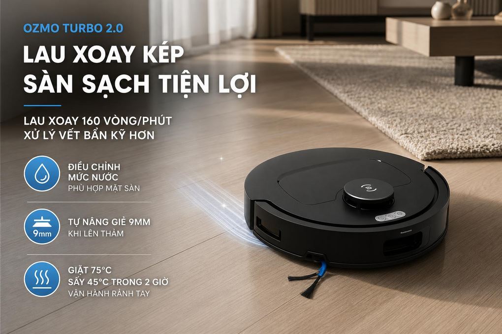 Robot hút bụi lau nhà Ecovacs T30C Gen 2 Đen Màu Đen