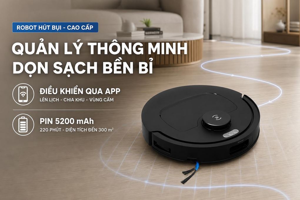 Robot hút bụi lau nhà Ecovacs T30C Gen 2 Đen Màu Đen