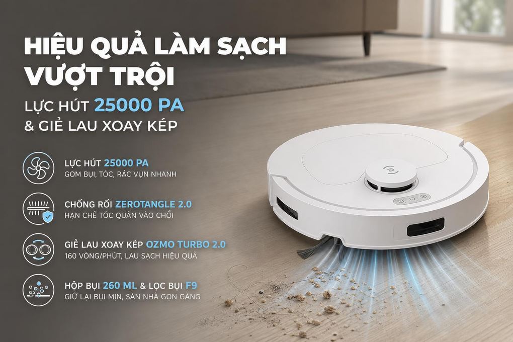 Robot hút bụi lau nhà Ecovacs T30C Prime Omni Trắng Màu Trắng