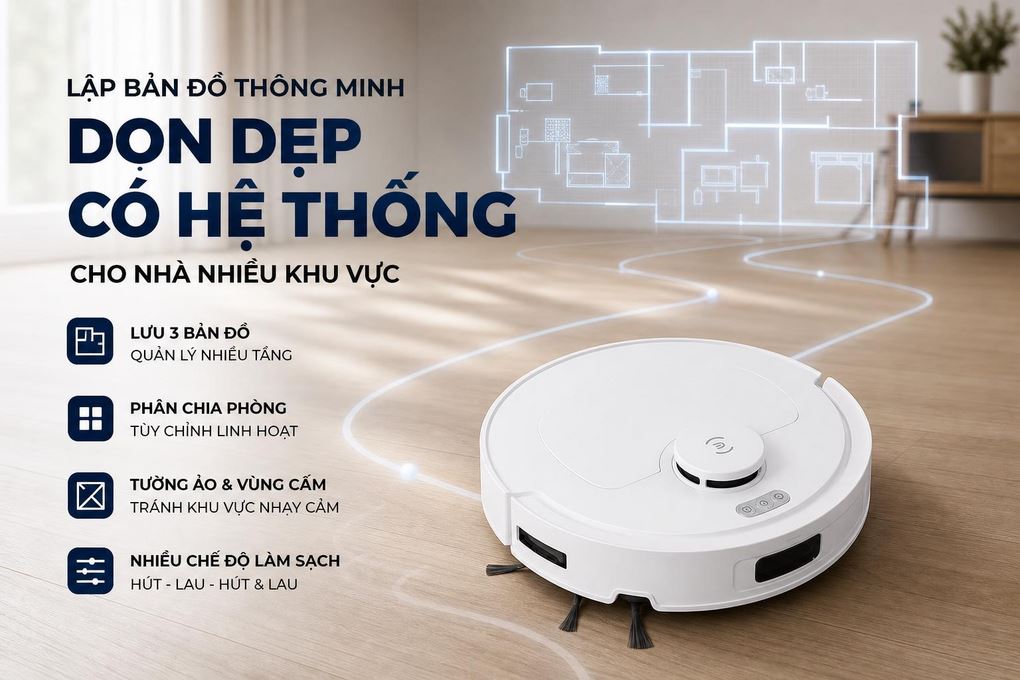 Robot hút bụi lau nhà Ecovacs T30C Prime Omni Trắng Màu Trắng