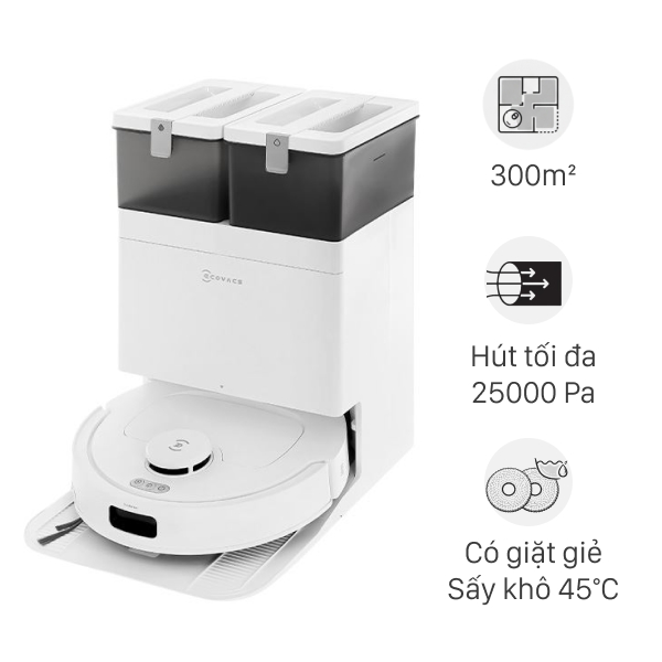 Robot hút bụi lau nhà Ecovacs T30C Prime Omni Trắng