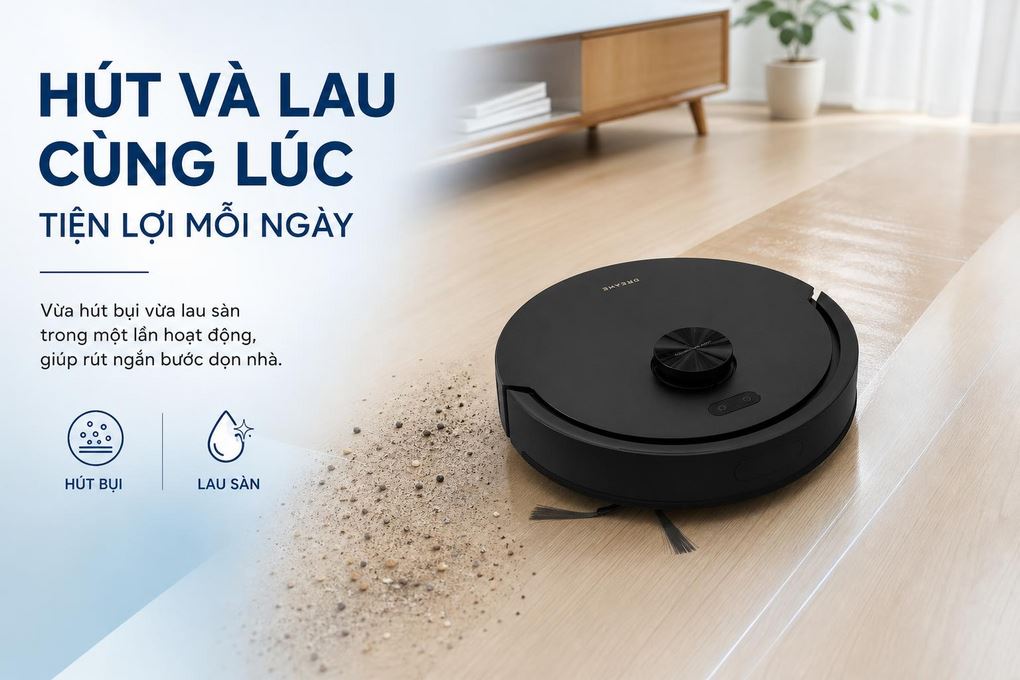 Robot hút bụi lau nhà Dreame F20 - Hút và lau cùng lúc tiện lợi cho dọn sàn hàng ngày Robot hút bụi lau nhà Dreame F20 - Hút và lau cùng lúc tiện lợi cho dọn sàn hàng ngày