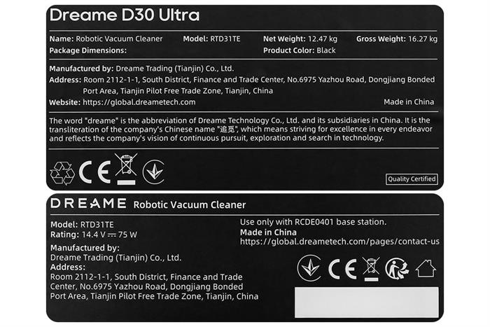 Robot hút bụi lau nhà Dreame D30 Ultra Màu Đen