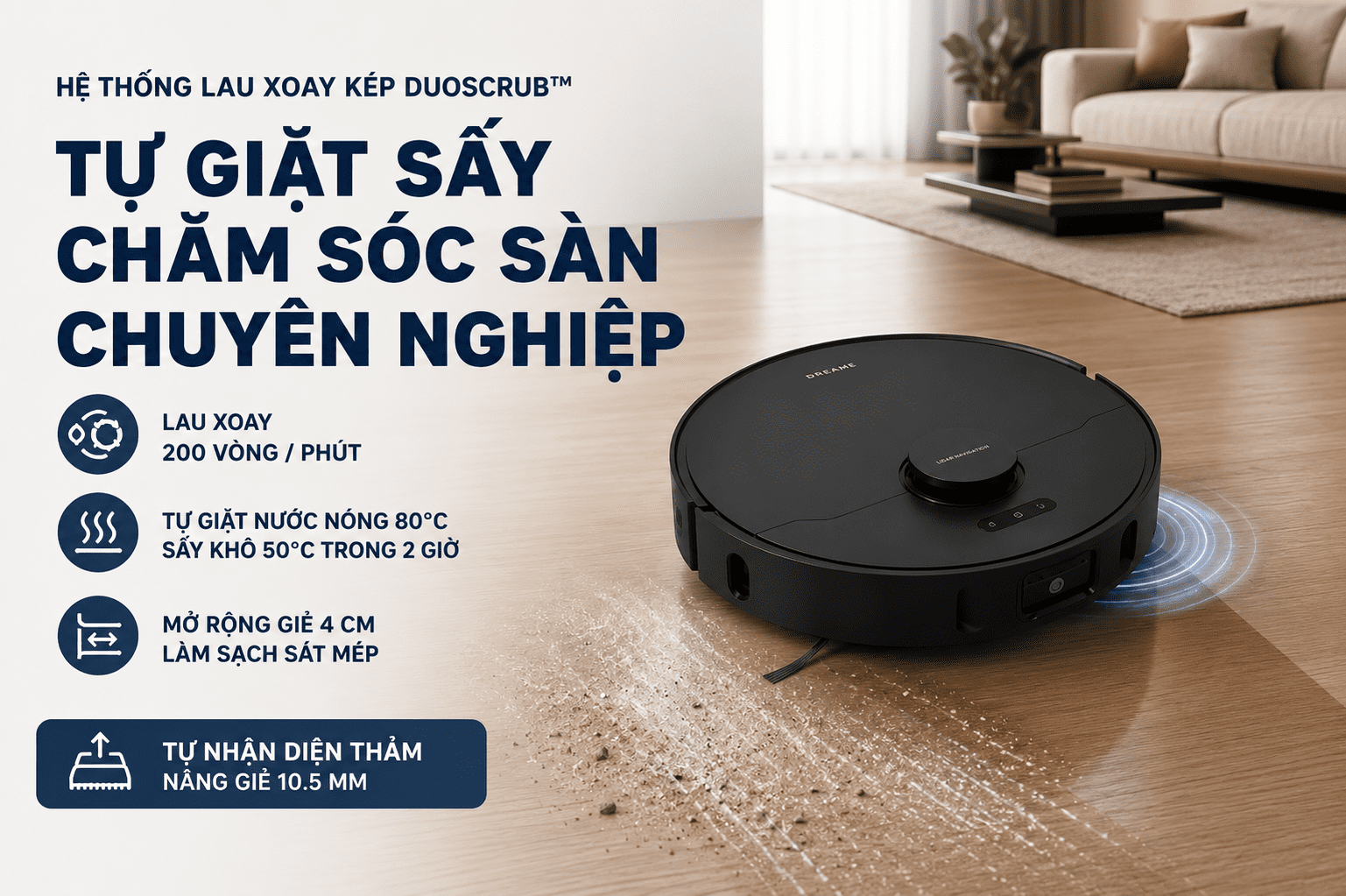Robot hút bụi lau nhà Dreame L10s Ultra Heat Màu Đen