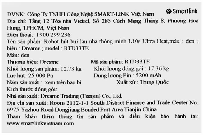 Robot hút bụi lau nhà Dreame L10s Ultra Heat Màu Đen