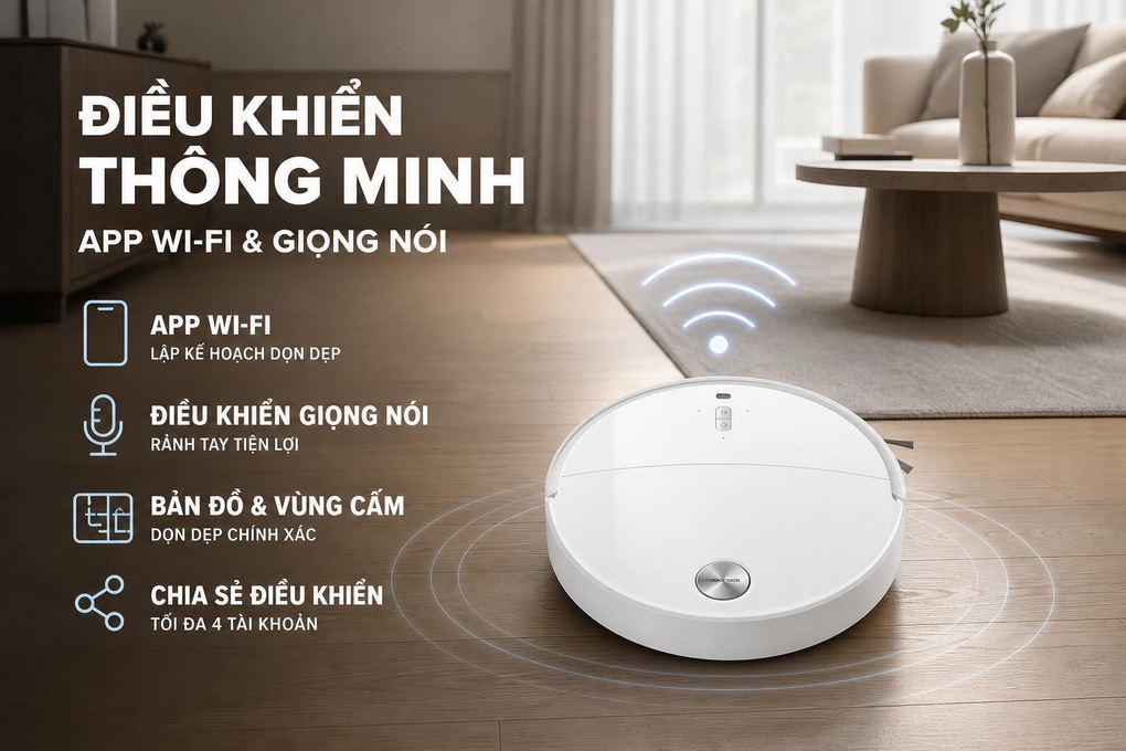 Robot hút bụi lau nhà Roborock Qrevo Edge 2 - Trắng - Điều khiển thông minh qua ứng dụng và giọng nói