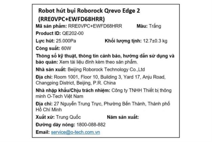 Robot hút bụi lau nhà Roborock Qrevo Edge 2 - Trắng Màu Trắng