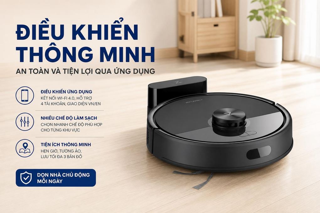 Robot hút bụi lau nhà Roborock Q7 Pro Max - Điều khiển thông minh, an toàn và tiện lợi qua ứng dụng