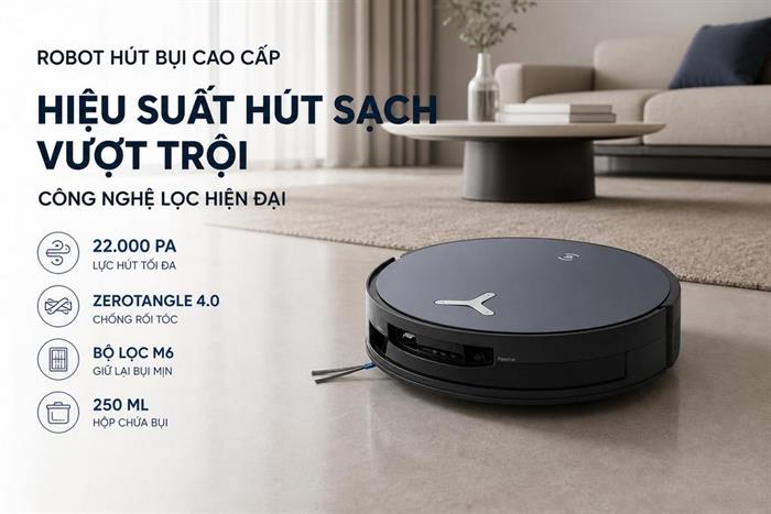 Robot hút bụi lau nhà Ecovacs X12 OMNICYCLONE Màu Đen