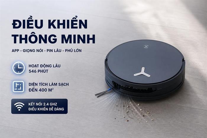 Robot hút bụi lau nhà Ecovacs X12 OMNICYCLONE Màu Đen