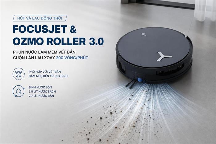 Robot hút bụi lau nhà Ecovacs X12 OMNICYCLONE Màu Đen
