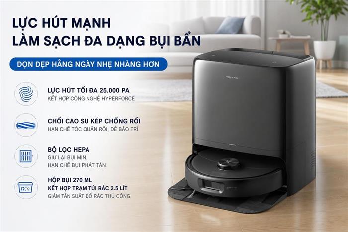 Robot hút bụi lau nhà Roborock Qrevo 2 Pro - Đen Màu Đen
