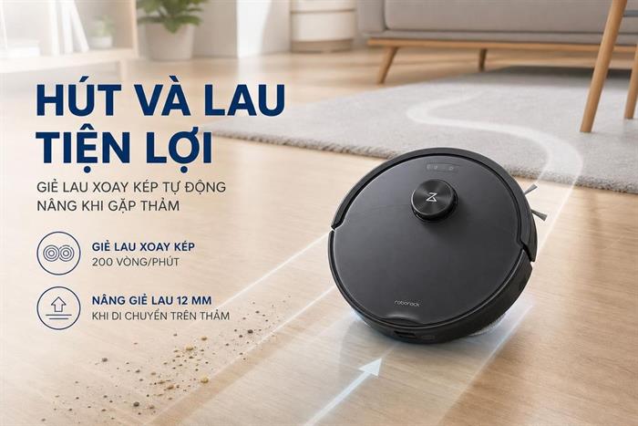 Robot hút bụi lau nhà Roborock Qrevo 2 Pro - Đen Màu Đen