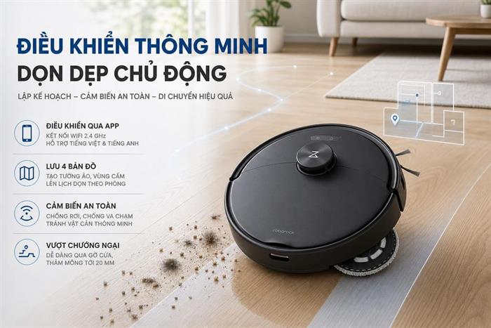 Robot hút bụi lau nhà Roborock Qrevo 2 Pro - Đen Màu Đen