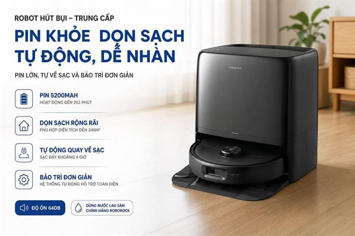 Robot hút bụi lau nhà Roborock Qrevo 2 Pro - Đen Màu Đen