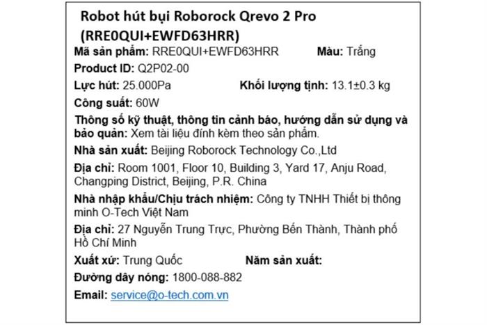 Robot hút bụi lau nhà Roborock Qrevo 2 Pro - Trắng Màu Trắng