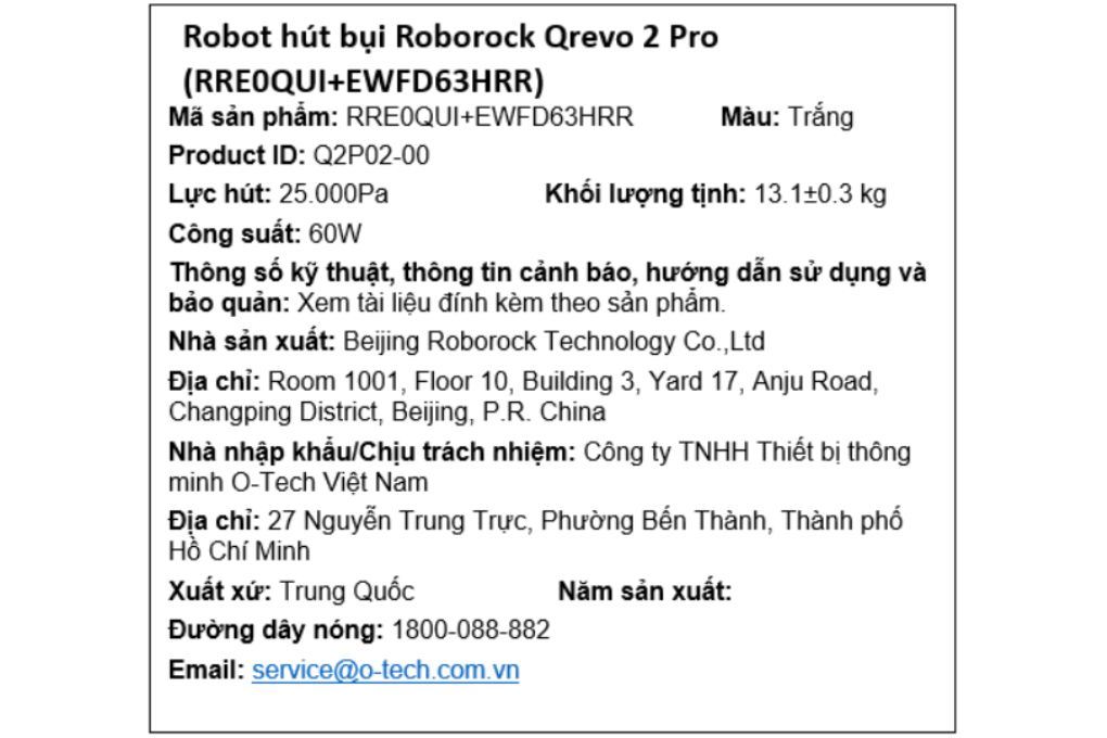 Robot hút bụi lau nhà Roborock Qrevo 2 Pro - Trắng Màu Trắng