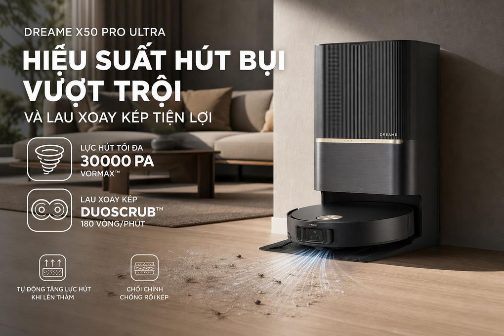 Robot hút bụi lau nhà Dreame X50 Pro Ultra Màu Đen