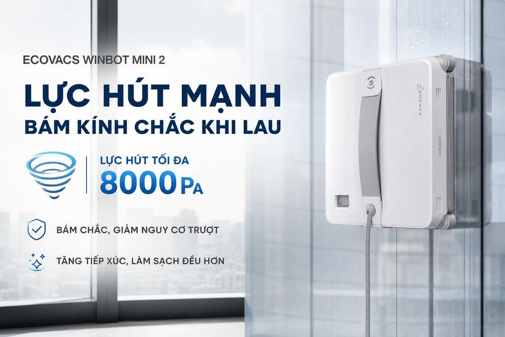 Robot lau kính Ecovacs Winbot Mini 2 Màu Trắng