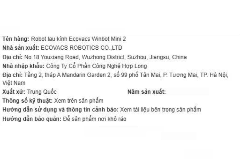 Robot lau kính Ecovacs Winbot Mini 2 Màu Trắng