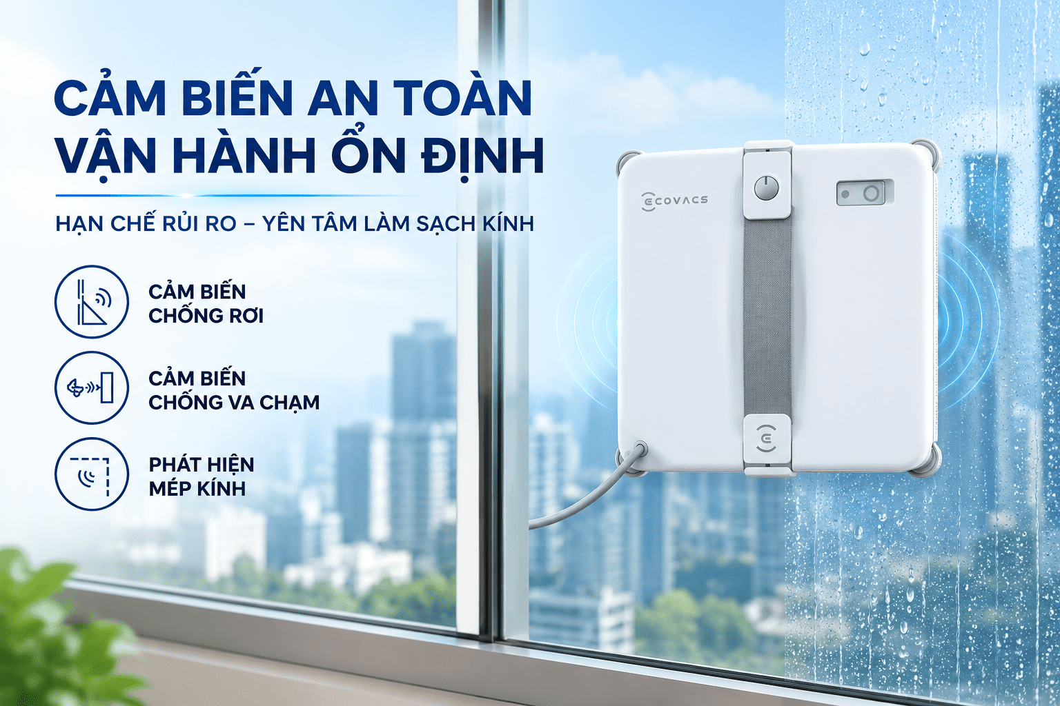 Robot lau kính Ecovacs Winbot Mini 2 Màu Trắng