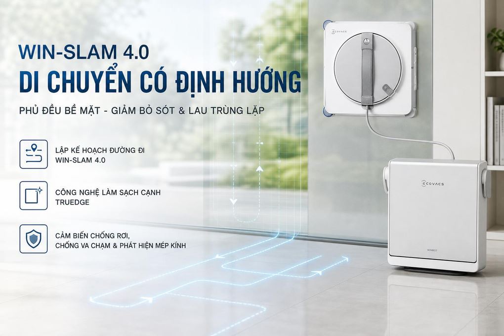 Robot lau kính Ecovacs W2S Omni Màu Trắng