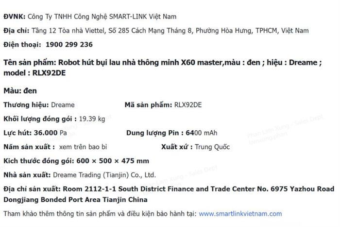 Robot hút bụi lau nhà Dreame X60 Master Màu Trắng