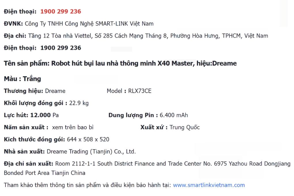 Robot hút bụi lau nhà Dreame X40 Master Màu Trắng