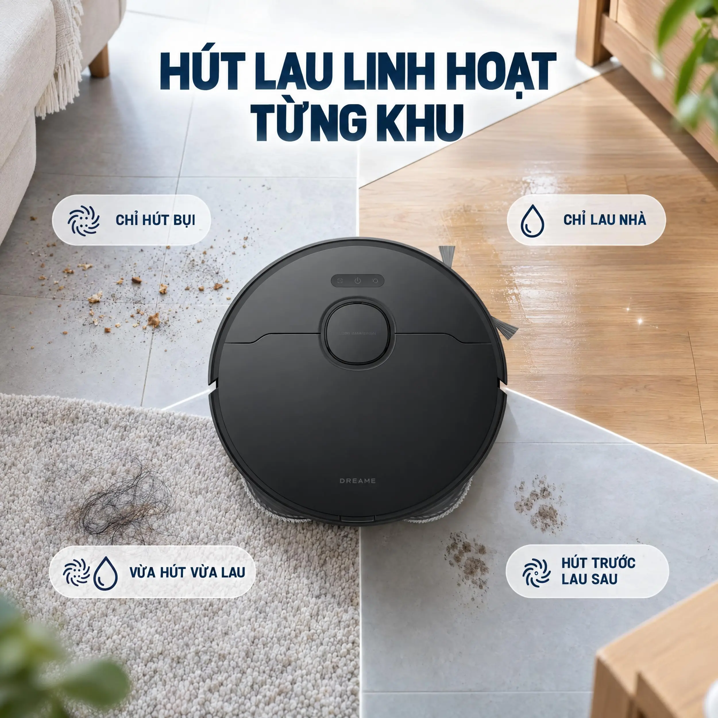 Robot hút bụi lau nhà Dreame L10s Ultra (Gen 3) - Các chế độ hút lau
