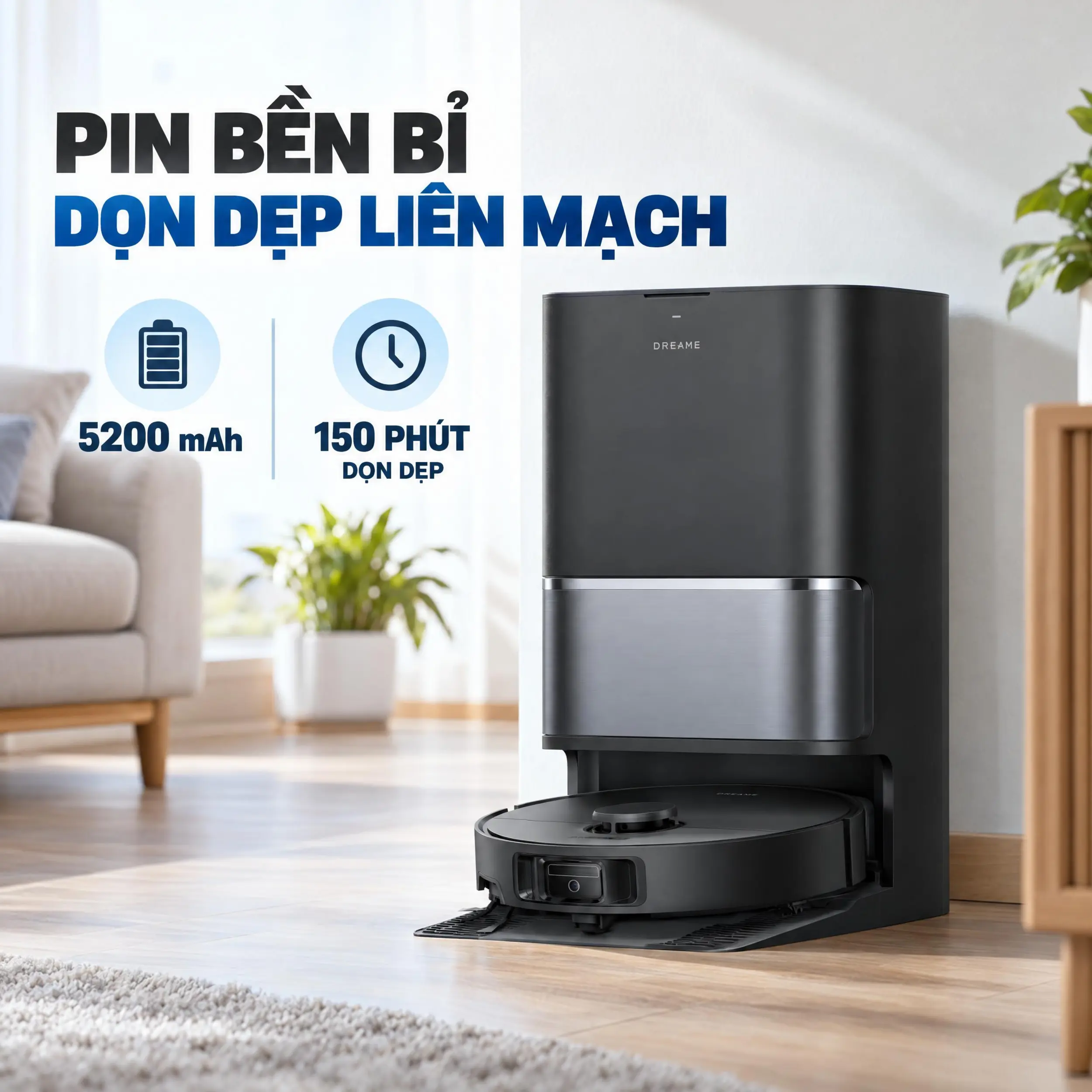 Robot hút bụi lau nhà Dreame L10s Ultra (Gen 3) - Pin