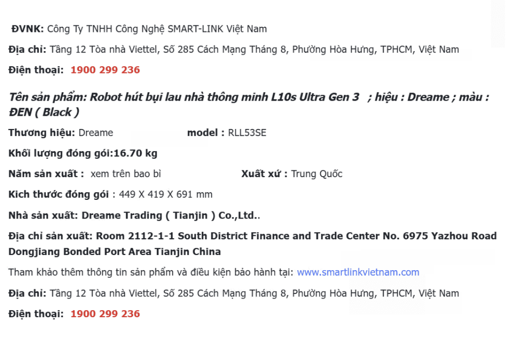 Robot hút bụi lau nhà Dreame L10s Ultra (Gen 3) Màu Đen