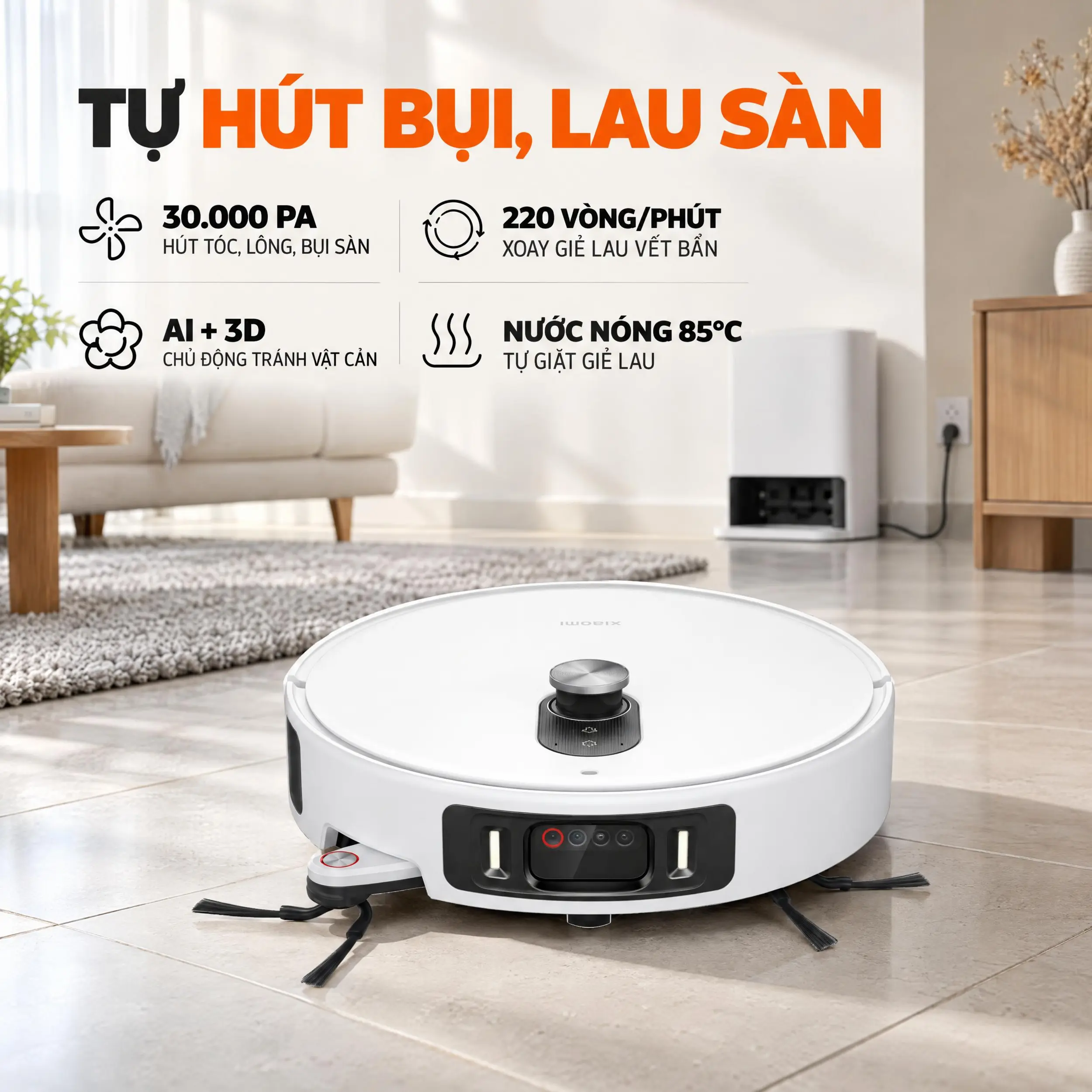 Robot hút bụi lau nhà Xiaomi 6 Pro Màu Trắng