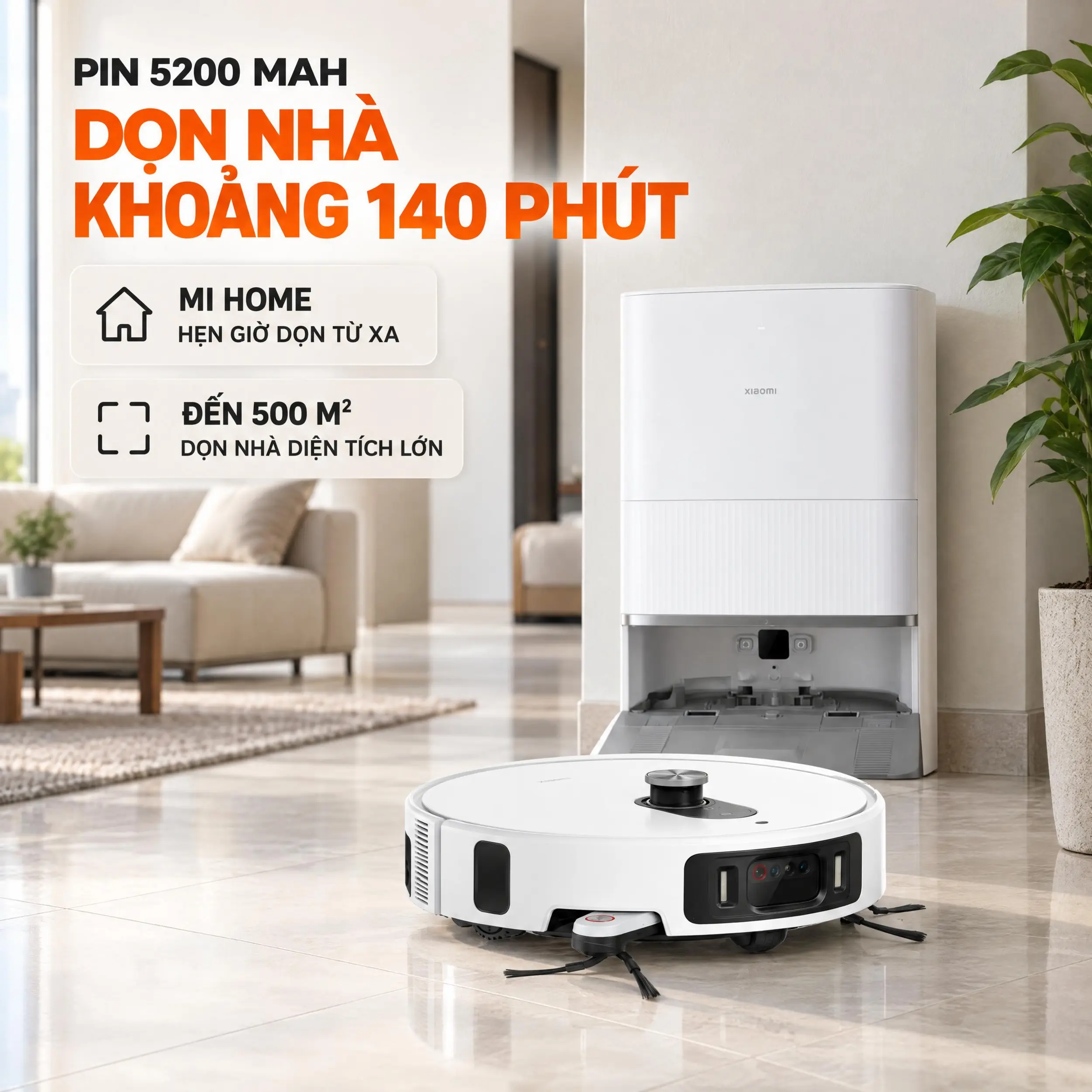 Robot hút bụi lau nhà Xiaomi 6 Pro Màu Trắng