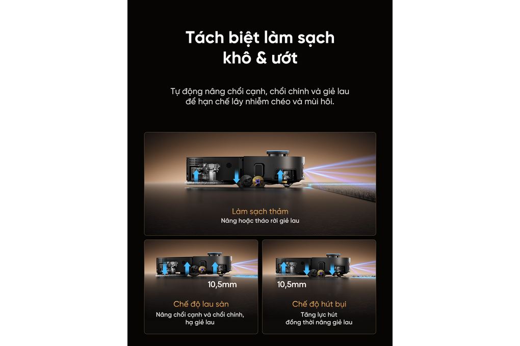 Robot hút bụi lau nhà Dreame X60 Ultra Extreme Đen Màu Đen